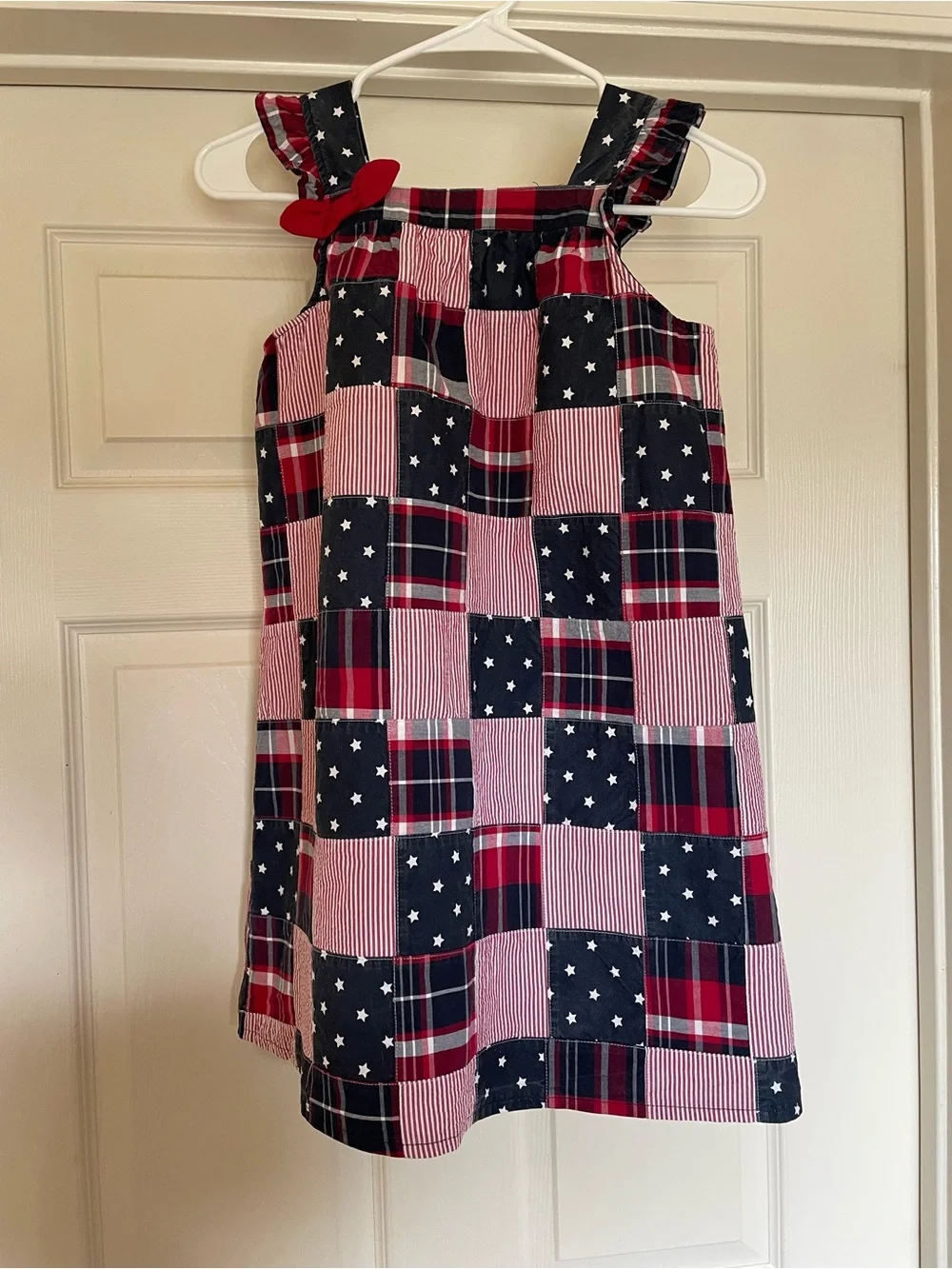 Girls Madras Patch Dress - American Cutie